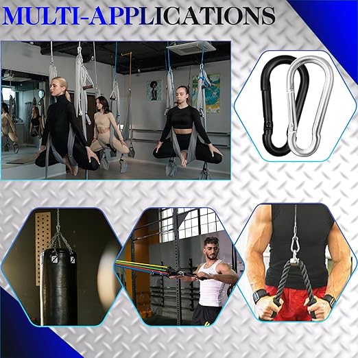 150 Pcs 2.36" M6 Spring Snap Hook Carabiners - Heavy Duty Galvanized Steel Keychain Clips for Hammock, Swing, Camping, Hiking & Outdoor Gear (Sliver)