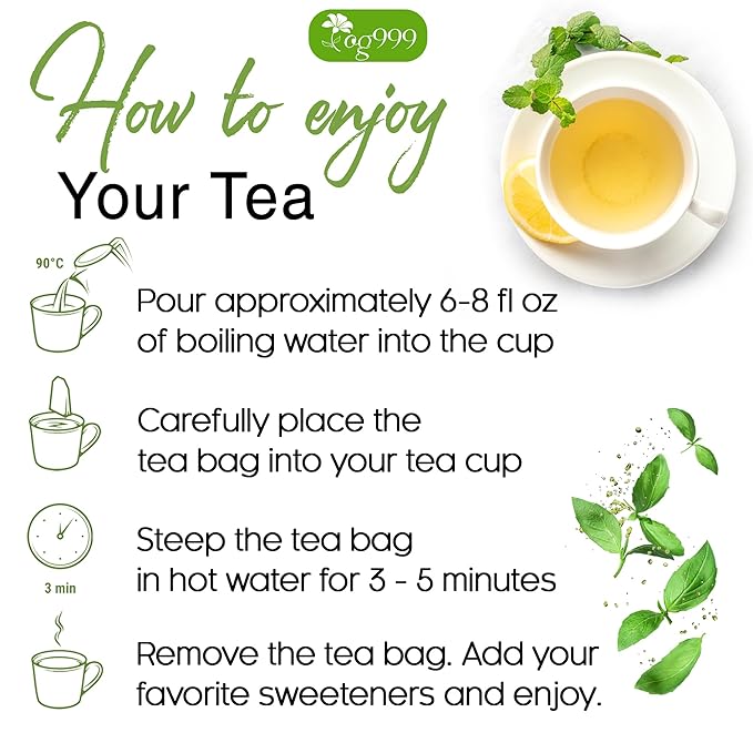 TOG999, Premium 120 Moringa Leaf Tea Bags, 100% Natural & Pure. Loose Leaf Moringa Herbal Tea. No Sugar, No Caffeine, No Gluten, Vegan.