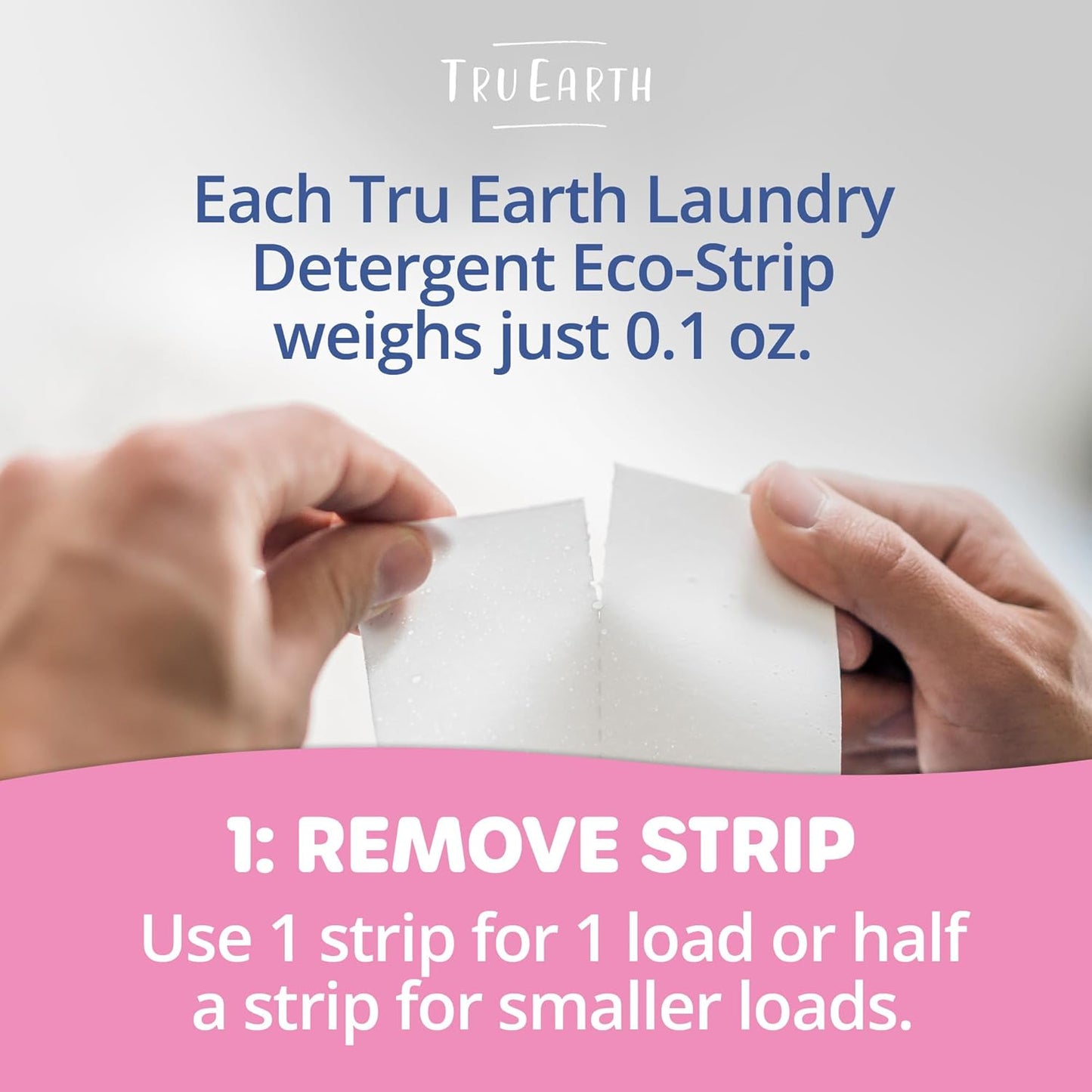 Tru Earth Hypoallergenic Baby Laundry Detergent Sheets/Strips for Sensitive Skin, 64 Count, Up to 128 Loads: Fragrance Free Baby Detergent Laundry Newborn, Children