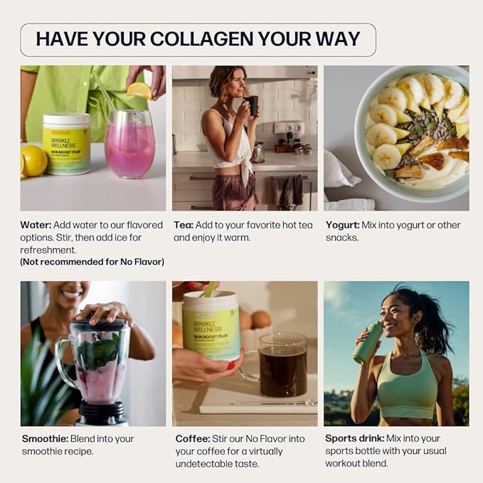 Sparkle Wellness Skin Boost Plus (Tropical) [30-Serves] | Collagen Powder Supplement with VERISOL Bioactive Hydrolyzed Collagen Peptides, Vitamin C & Hyaluronic Acid