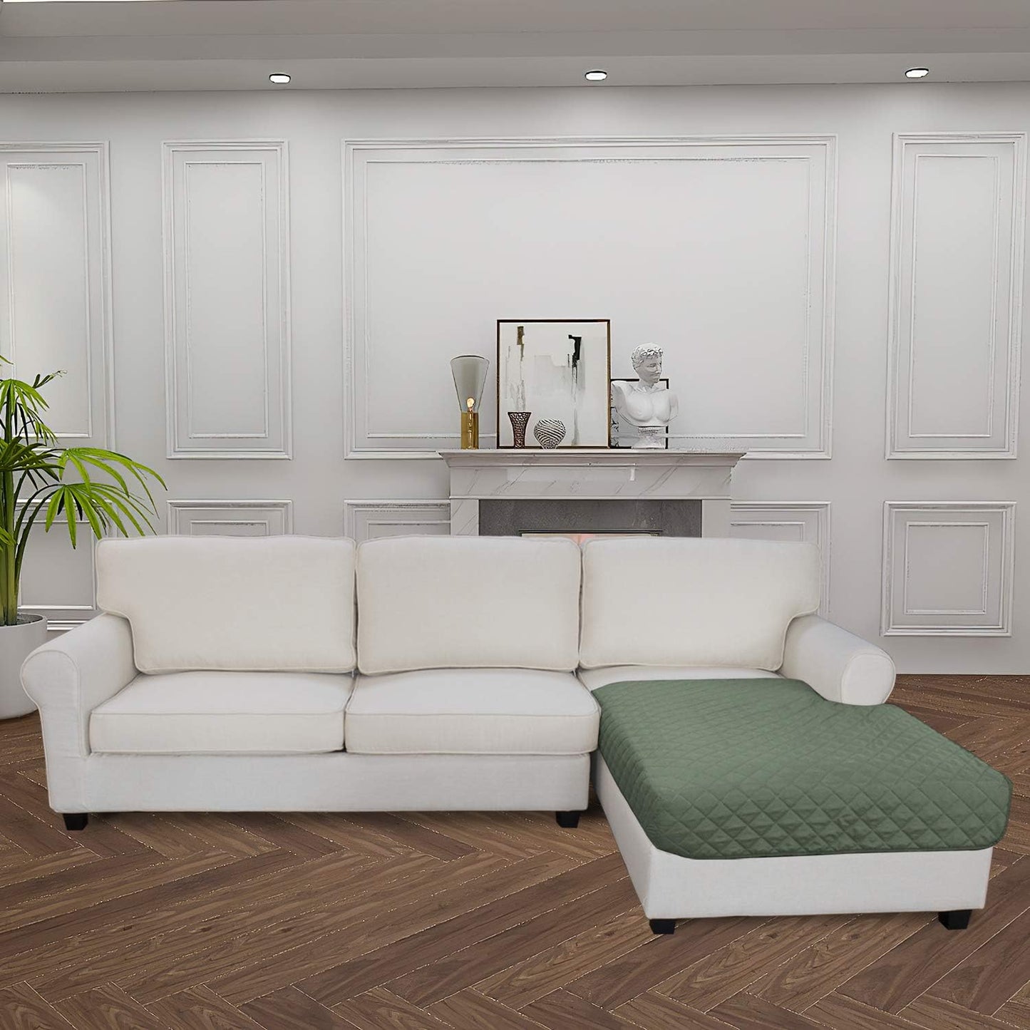 Easy-Going Sectional Couch Covers for Dogs L Shape Sofa Cover Reversible Sofa Slipcover Chaise Lounge Cover Furniture Protector Cover for Pets Dog Cat (42 x 68 inches, Greyish Green/Greyish Green)