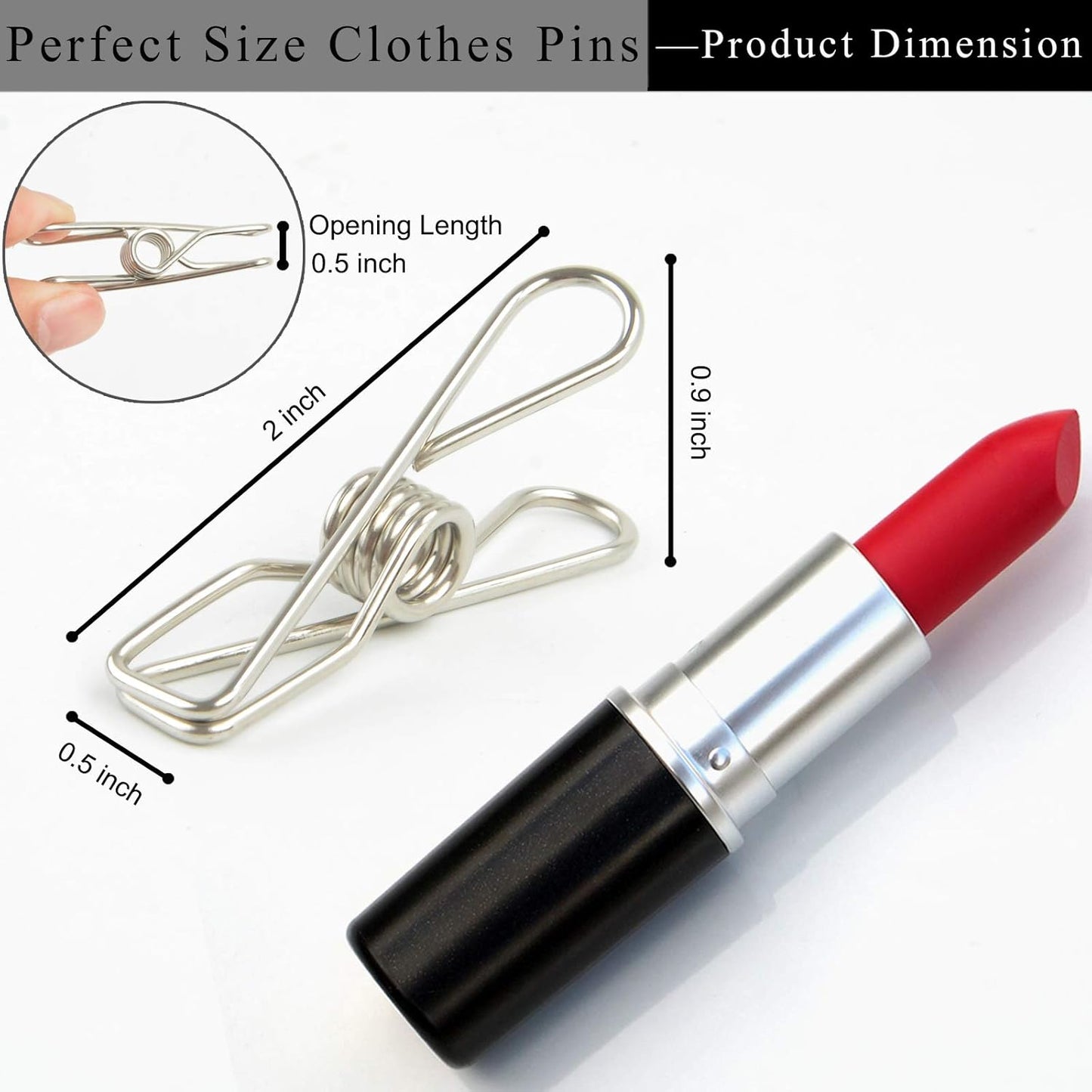 Wire Clothespins Laundry Chip Clips - 100 Pack Bulk Clothes Pins Heave Duty,Durable Metal Clothes Pegs Long-Lasting Strong-Grip Multi-Purpose for Clothesline,Snack Bags,Pictures,Paper at Home,Office