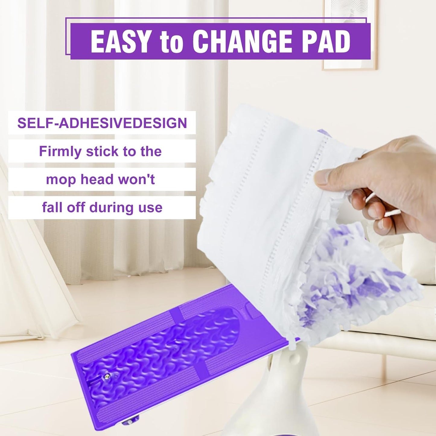 36 Count Purple Disposable Power Mop Refills Pads for Swiffer Power Mop, Multi-Surface Floor Cleaning