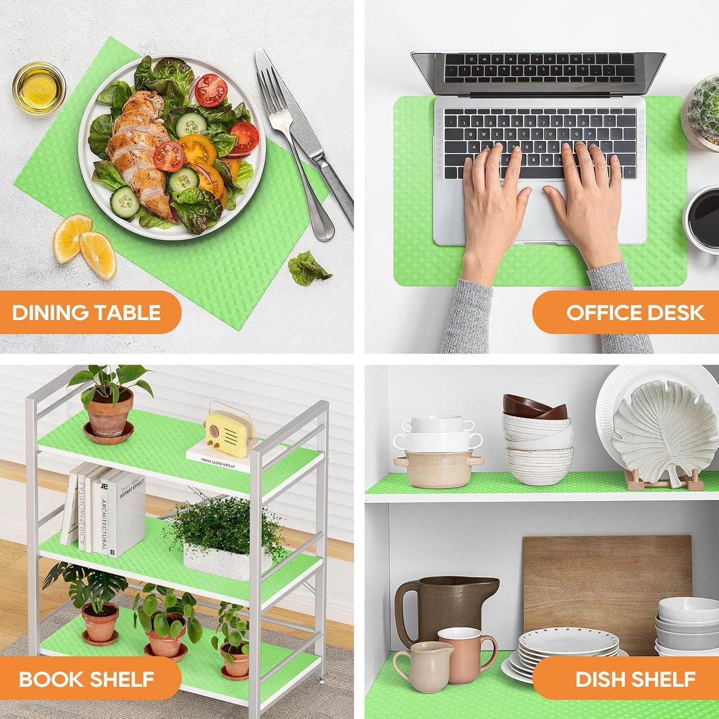 Green Fridge Liner Shelf Liners for Kitchen Cabinet Refrigerator Liners Waterproof & Oil-Proof Kitchen Cupboard Liner Non Adhesive Drawer Mats EVA Material for Shelves 11.8 x 393.7 Inches