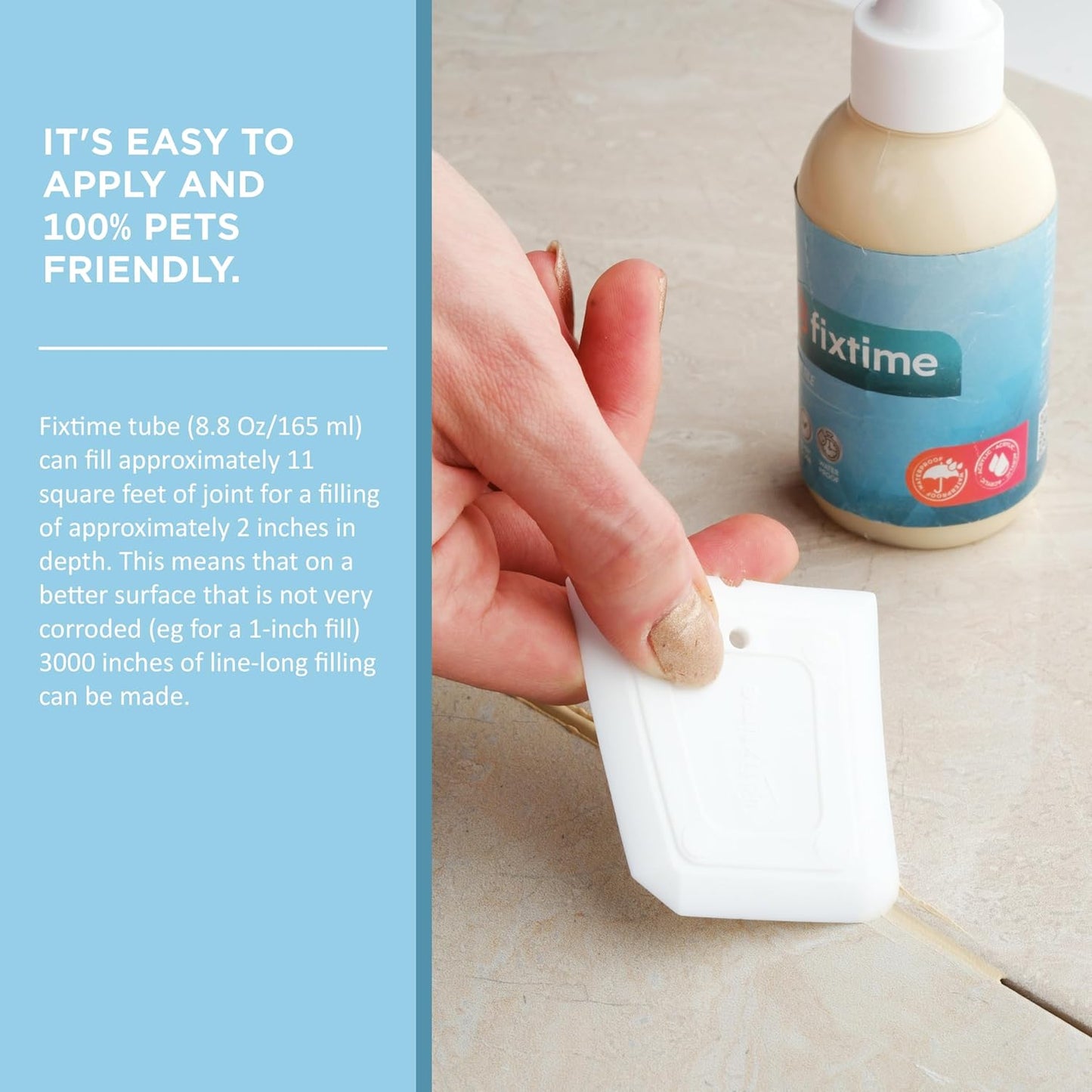 Grout Filler Repair Kit – Cream Beige Premixed Crack Filler for Floor Tiles – Fast Drying Grout Sealer with Spatula – 8 oz