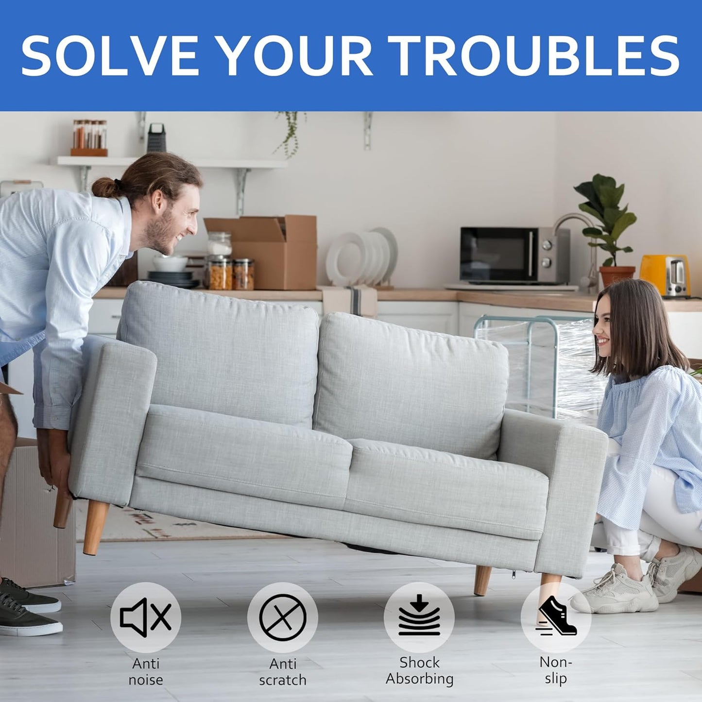 Non Slip Furniture Pads, 5" x 120" Rubber Furniture Pads Anti Skid Pads Non Slip Self Adhesive Cuttable Rubber Tape Strip Roll for Protecting Hardwood Floors Chair Wall Protector - Black