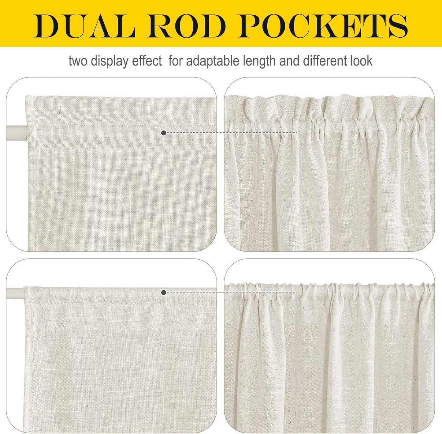 NICETOWN Linen Sheer Patio Door Curtain Drapery Panel for Door Window Elegant Soild Rod Pocket French Door Curtain Panel, 26" x 72" with Tieback, 1 Piece, Linen