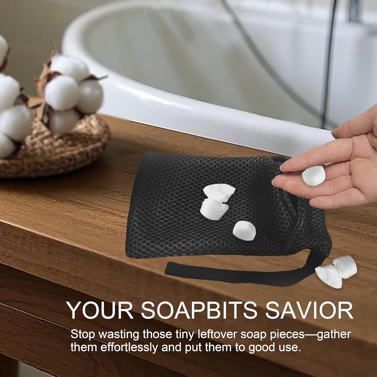 2 Pack Soap Bag Gentle Roughness,Bar Soap Pouch Saver Pocket,Body Scrubber Shower Sponge Loofah,Exfoliating Bath Sponge (Black)