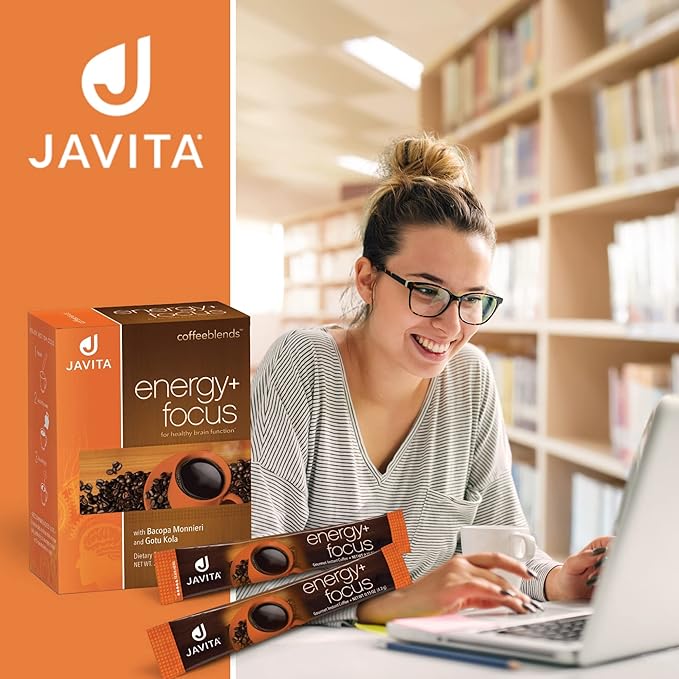 Javita Energy + Focus Instant Coffee Packets, 100% South American Arabica & Robusta Blend, plus Herbs for Clarity, Energy, & Focus, Keto, Dieters Drink, 3 boxes of 24 (4.2g) sticks