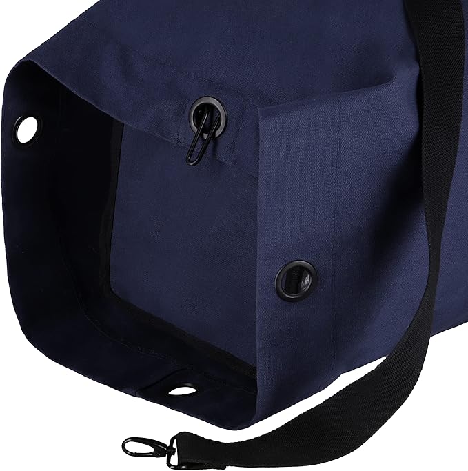 WHITEDUCK Top Load Canvas Folding Duffel Bag, Water Resistant Army Style Shoulder Bag for Men and Women- Gym, Sports, Travel, Hiking, Camping, Backpacking (Small 21" x 36",Blue)