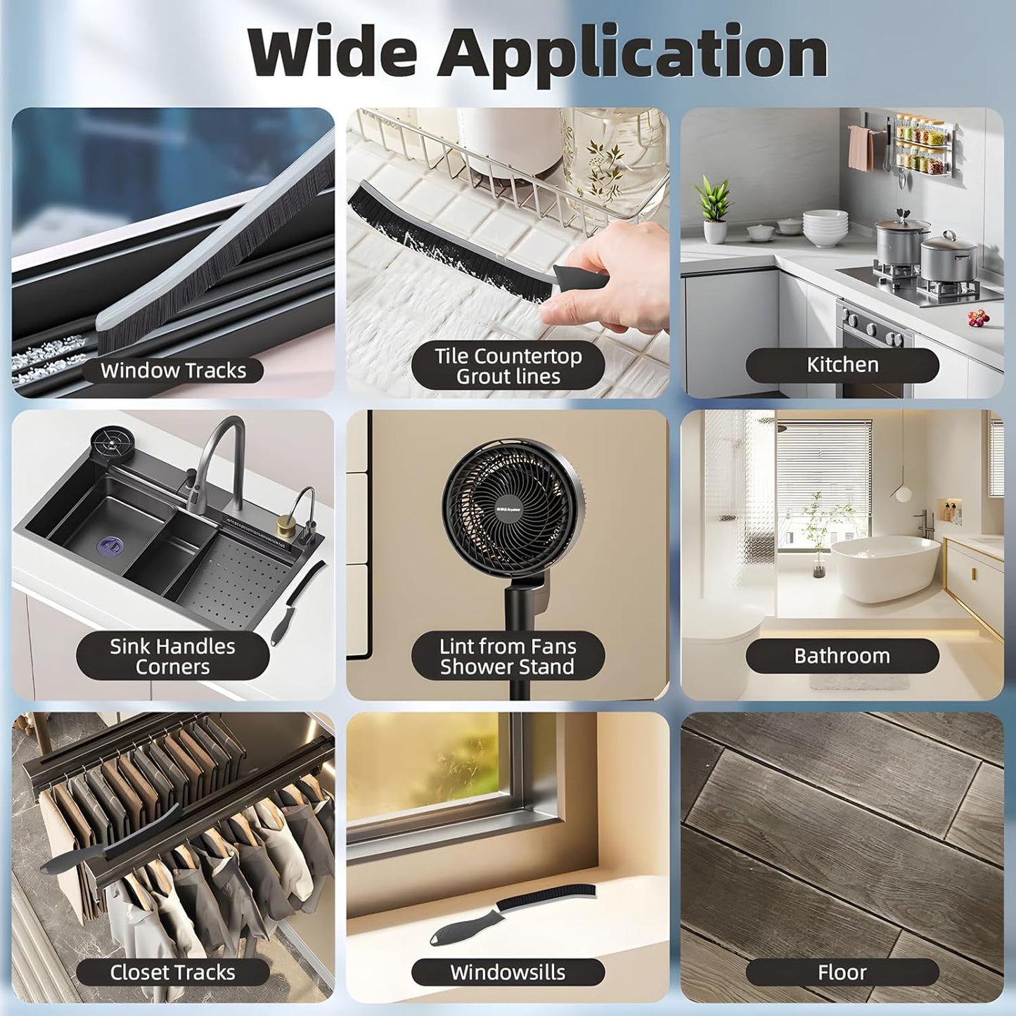 Hard Bristle Crevice Cleaning Brush-Thin Gap Scrub Brush, Small Cleaning Brush, Grout Brush, Kitchen Brush, Cleaning Tools for Toilet, Bathroom, Sink, Home, Household, Window (6, Mint)