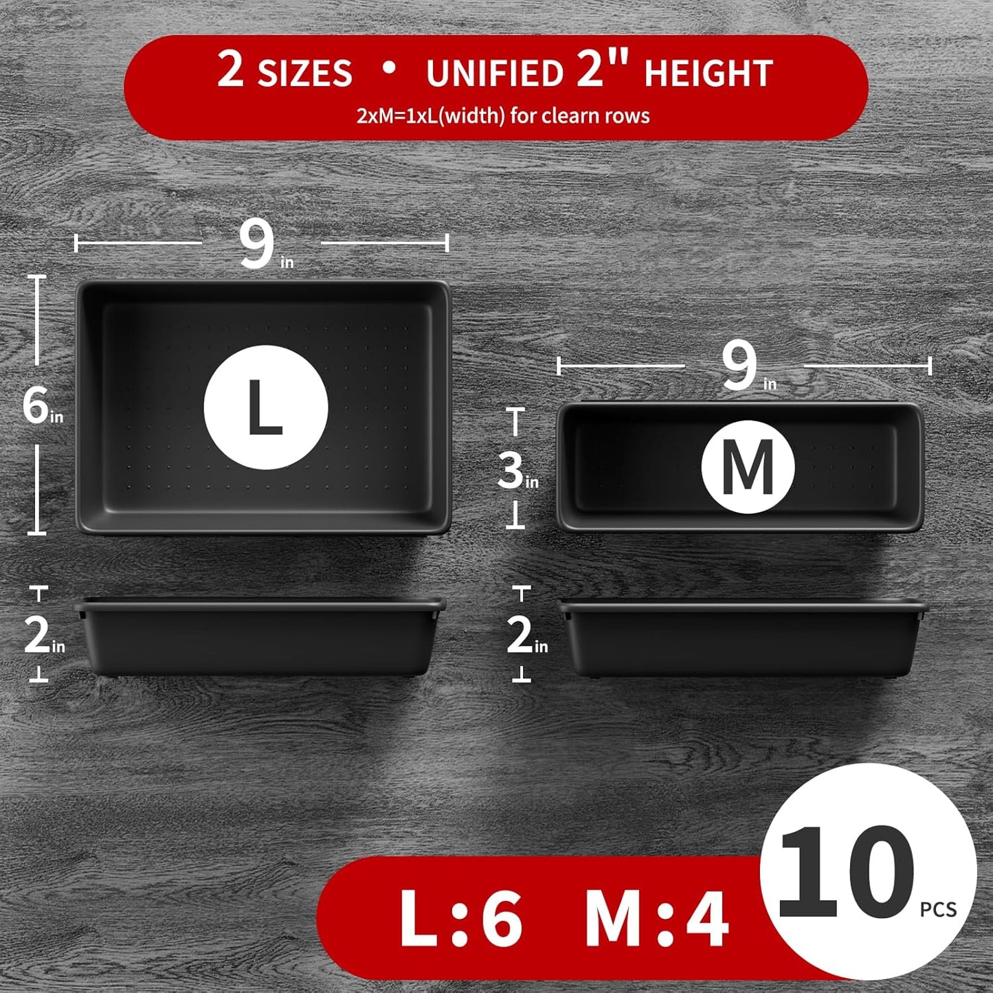 10 PCS Tool Box Drawer Organizers, Large & Medium Tool Trays for Tool Box Organization, Tool Organizers and Storage for Garage and Rolling Tool Chest