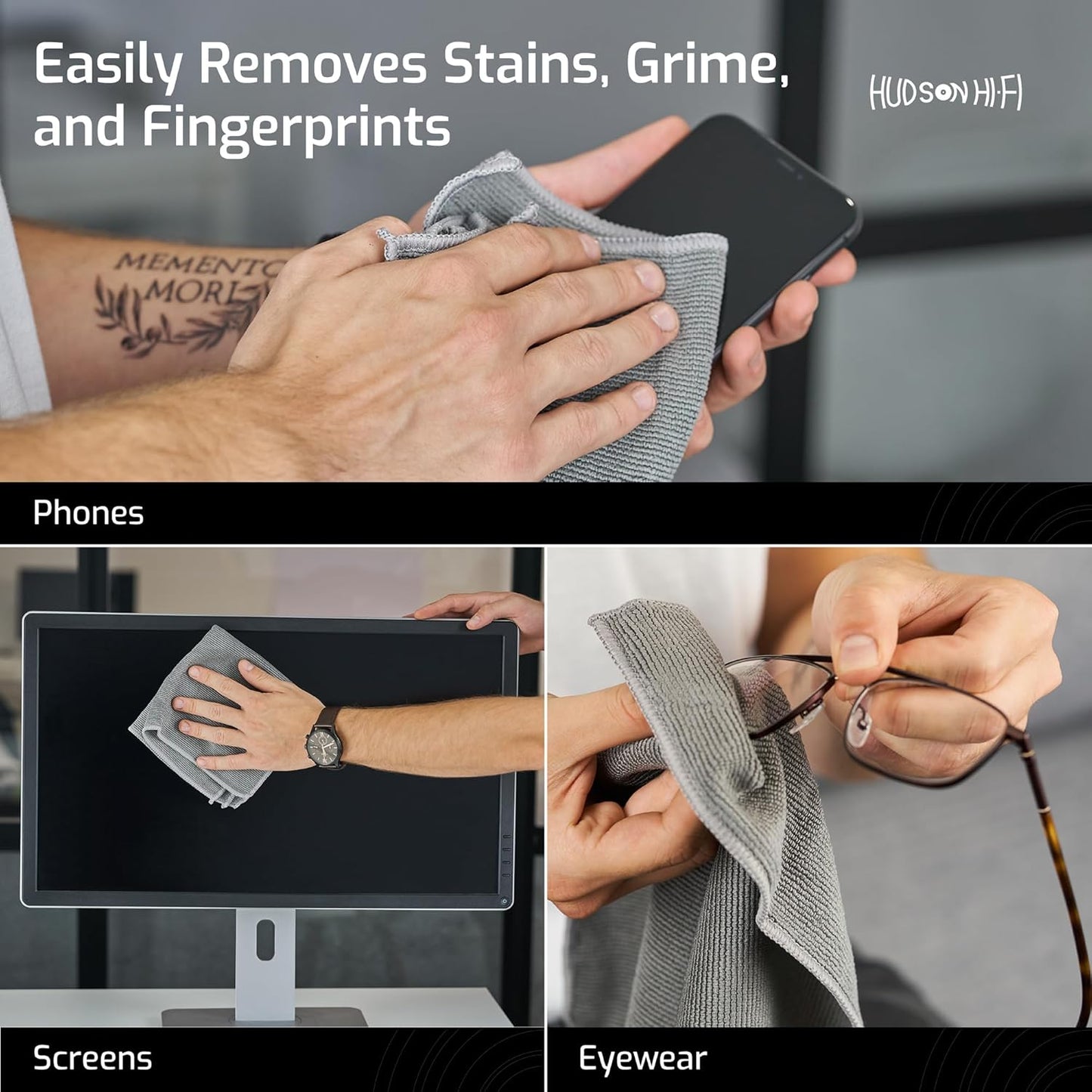 Hudson Hi-Fi Anti Static Microfiber Record Cleaning Cloth - 5 pk - The Audiophiles Anti-Scratch Lint & Dust Magnets - 7X Capillary Absorption LP & Record Cover Cleaner Protector Cleaning Cloths