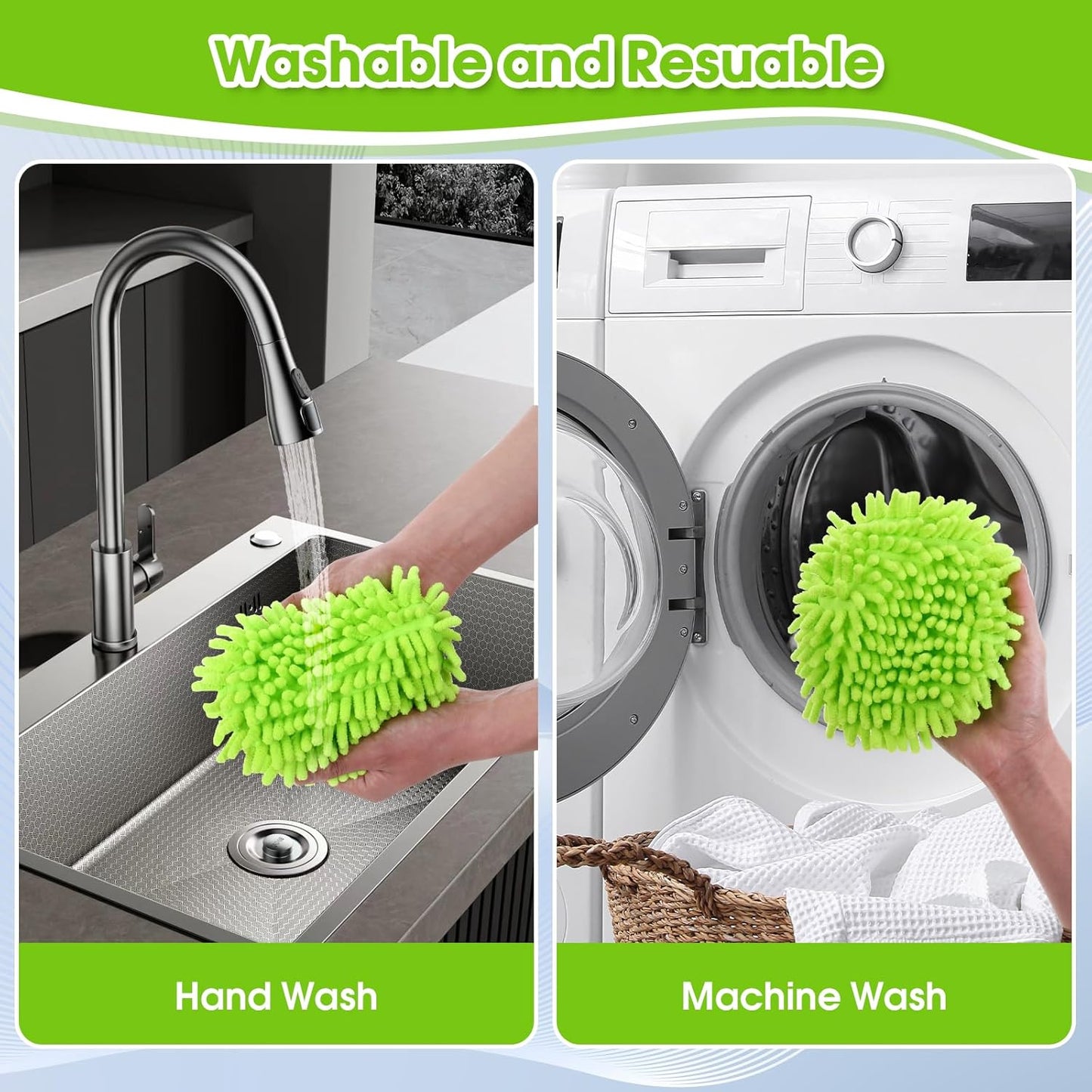 Chenille Mop Heads Replacements 4 Pcs & 1 Base Set for Ocedar Easywring 1-Tank System,Reusable Microfiber Spin Mop Replacement Head for Floor Cleaning and Tile