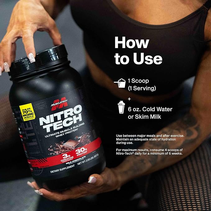 Whey Protein Powder | MuscleTech Nitro-Tech Whey Protein Isolate & Peptides | Lean Protein Powder for Muscle Gain | Muscle Builder for Men & Women | Sports Nutrition | Cookies and Cream, 4lb (40 Serv)