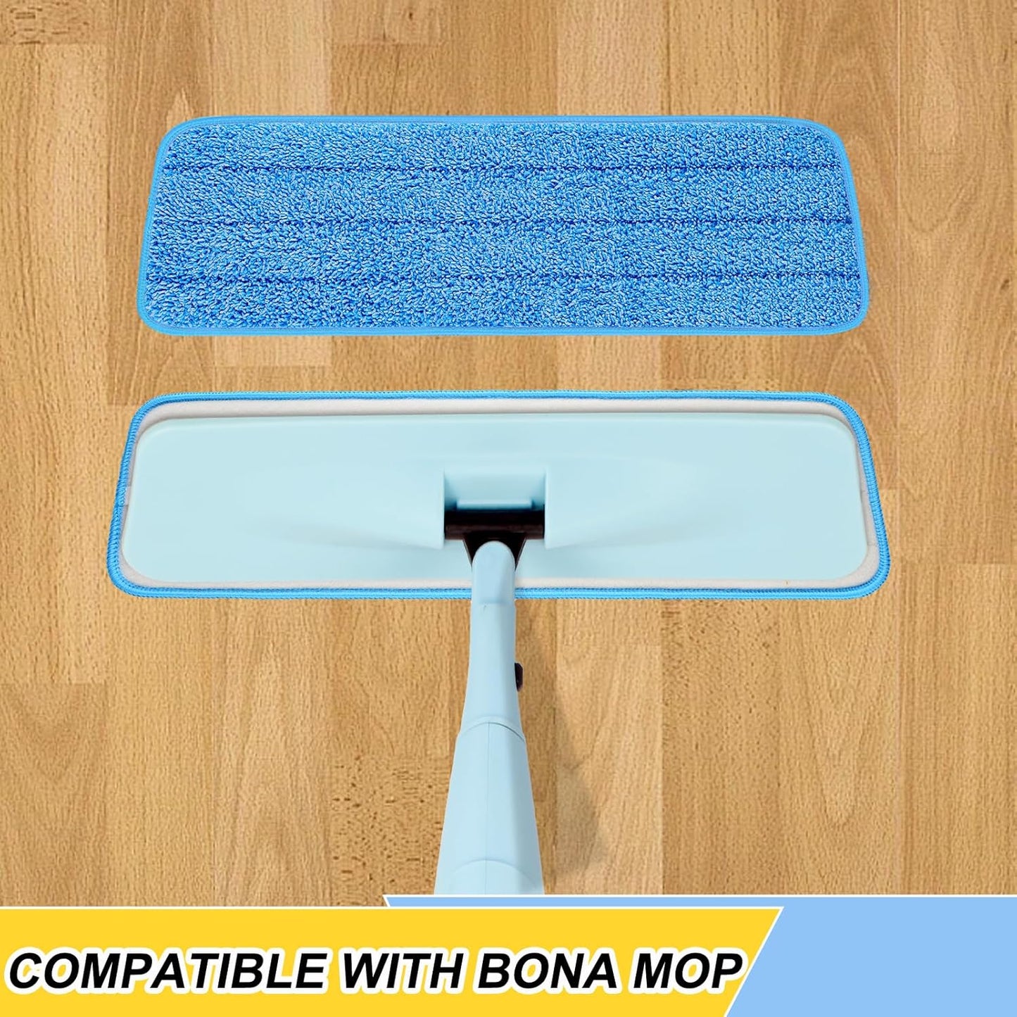 16.5 inch Reusable Mop Pads Microfiber Spray Mop Replacement Heads for Wet/Dry Mops Compatible with Bona Floor Care System (6 Pack)