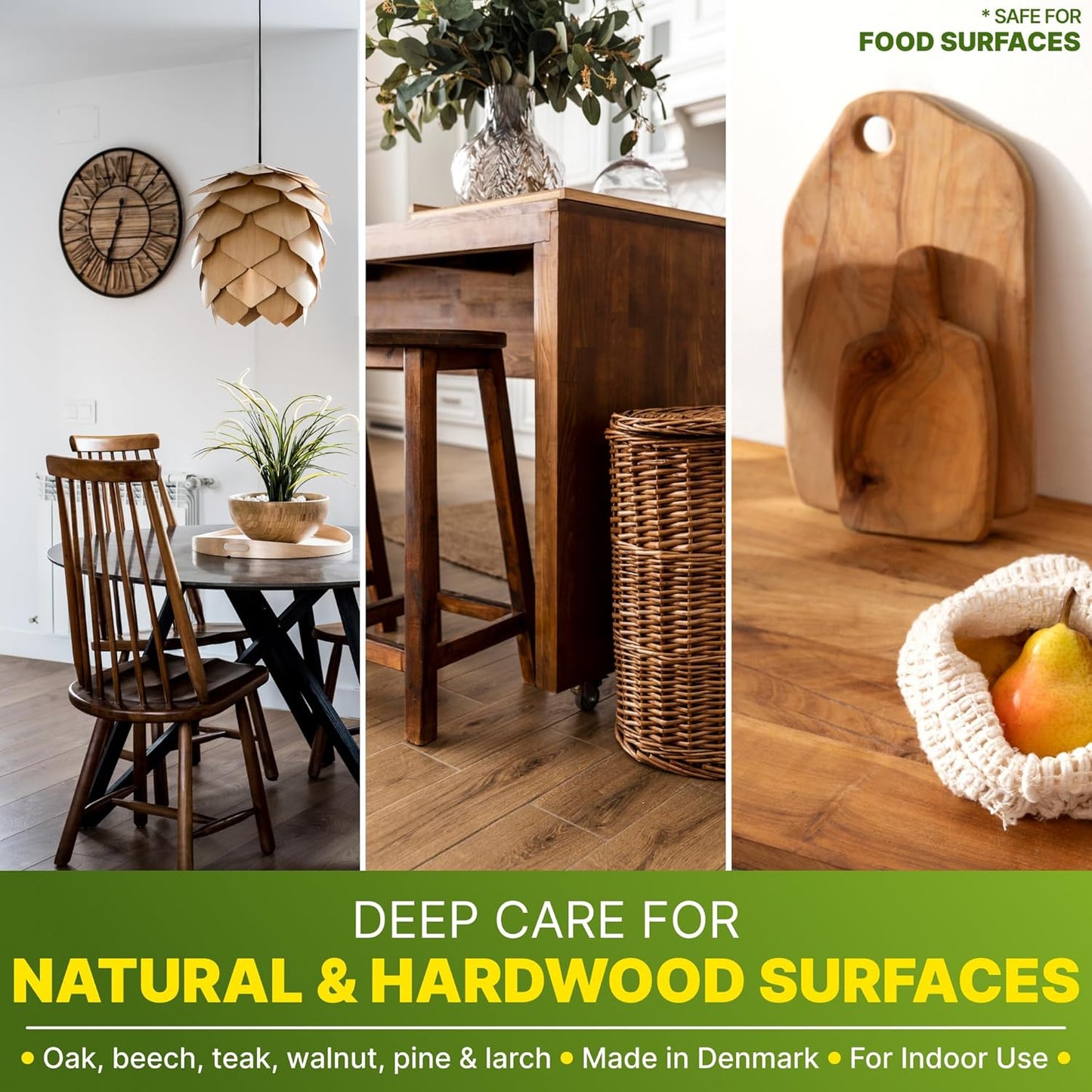 Nordicare Wood Oil Colorless - Premium Walnut Oil, Teak Oil, Wood Oil Furniture for Oak, Beech, Teak, Walnut, Pine, Larch - Natural Furniture Wood Oil - Made in Denmark - for Indoor Use (9.3 oz)