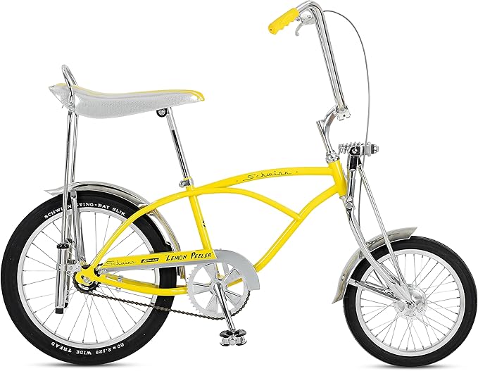 Schwinn Krate Classic Sting-Ray Bike, 20 Inch Bike for Kids or Adults, Steel Frame & Springer Fork, Fenders, Single Speed, Coaster Brake, Grey Ghost, Lemon Peeler, Coal, Grape, Orange or Apple