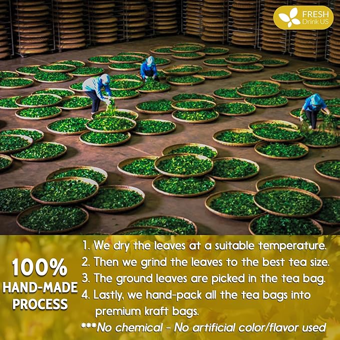 FreshDrinkUS, Premium 10 Mullein Leaf Tea Bags For Lungs, 100% Natural & Pure from Mullein Leaves. Loose Leaf Mullein Herbal Tea. Made with Natural Material Tea Bags. No Sugar, No Caffeine, No Gluten, Vegan.