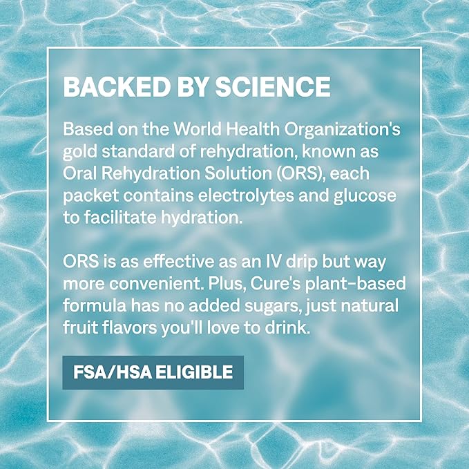 Cure Hydration | Plant-Based Electrolyte Drink Mix | No Added Sugar | FSA-HSA | Dehydration Relief Powder Made with Coconut Water | Non-GMO | Vegan | 28 Servings Jar - Lemonade