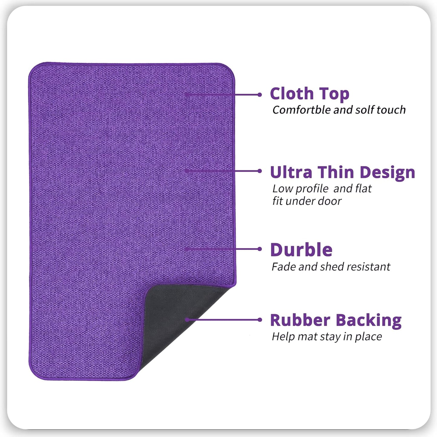 Bath Mat,Ultra Thin Bathroom Rugs,Rubber Bath Mats for Bathroom,No Slip Bath Rugs,Quick Dry,Machine Washable,Low Pile,Absorbent,Shower Outside,Sink,Home Decor Accessories.Purple,1'5"x2'3"(2 Pack)