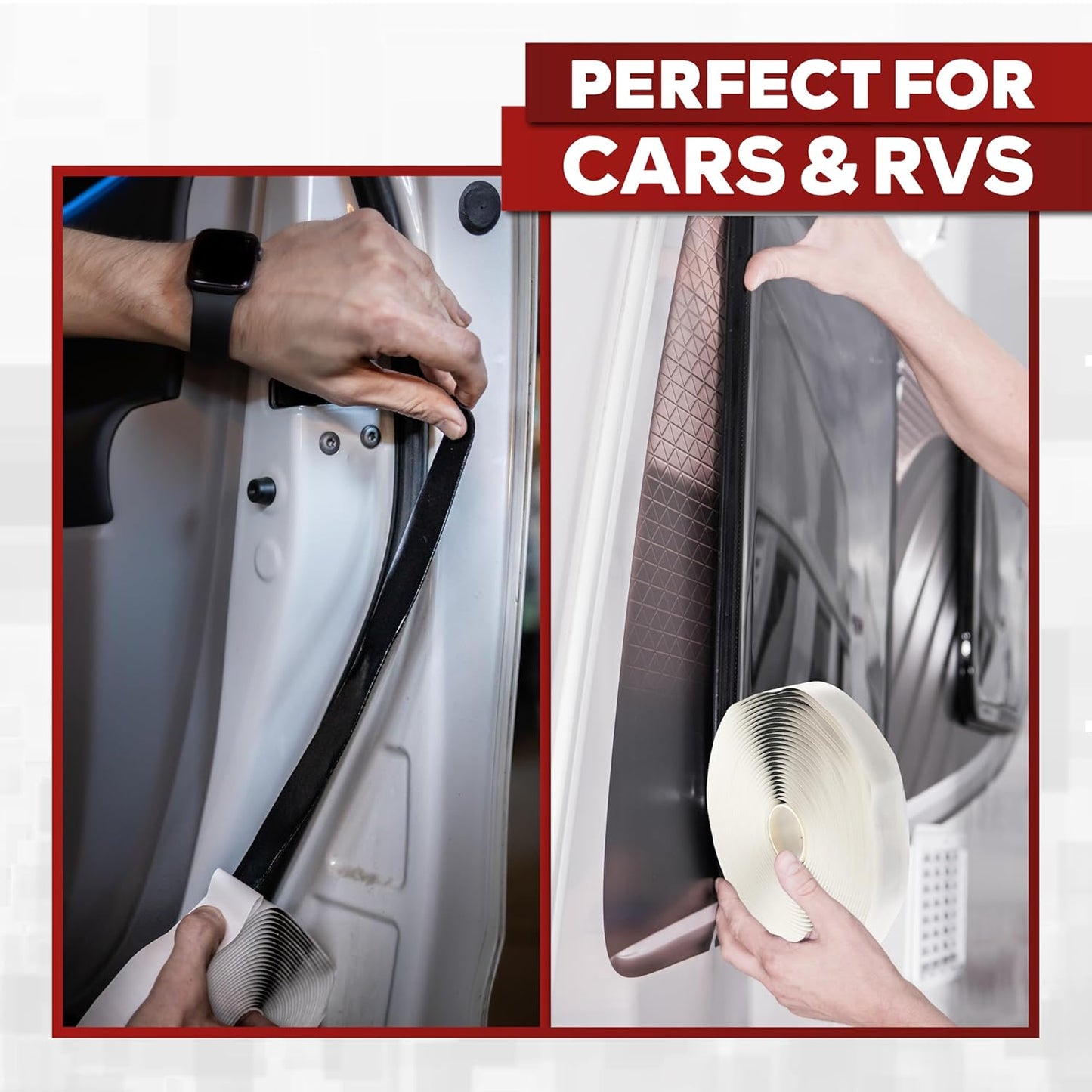 XFasten Butyl Tape Black, 1/2 in x 30 ft x 1/8 in – Easy-to-Work-with Automotive Butyl Sealant Tape, Mess-Free Rubber Caulk for RV, EPDM Putty for Window, Headlight, Roof, Windshield, and Car Doors