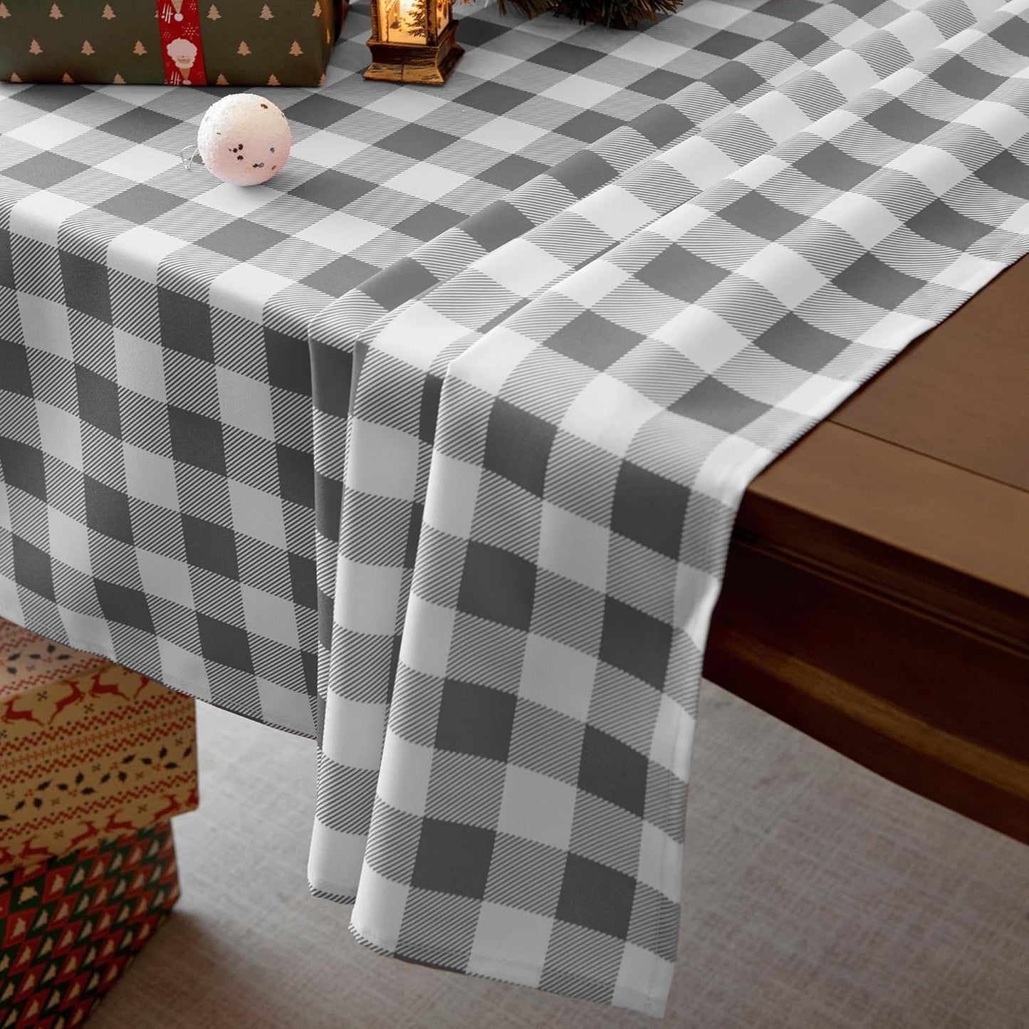 Classic Gingham Tablecloth Fabric - Oblong 58x120 Water Resistant Chequered Pattern Table Cloth for Indoor/Outdoor Use - Tabletop Cover for Birthday, Picnics, Gardens, and Parties