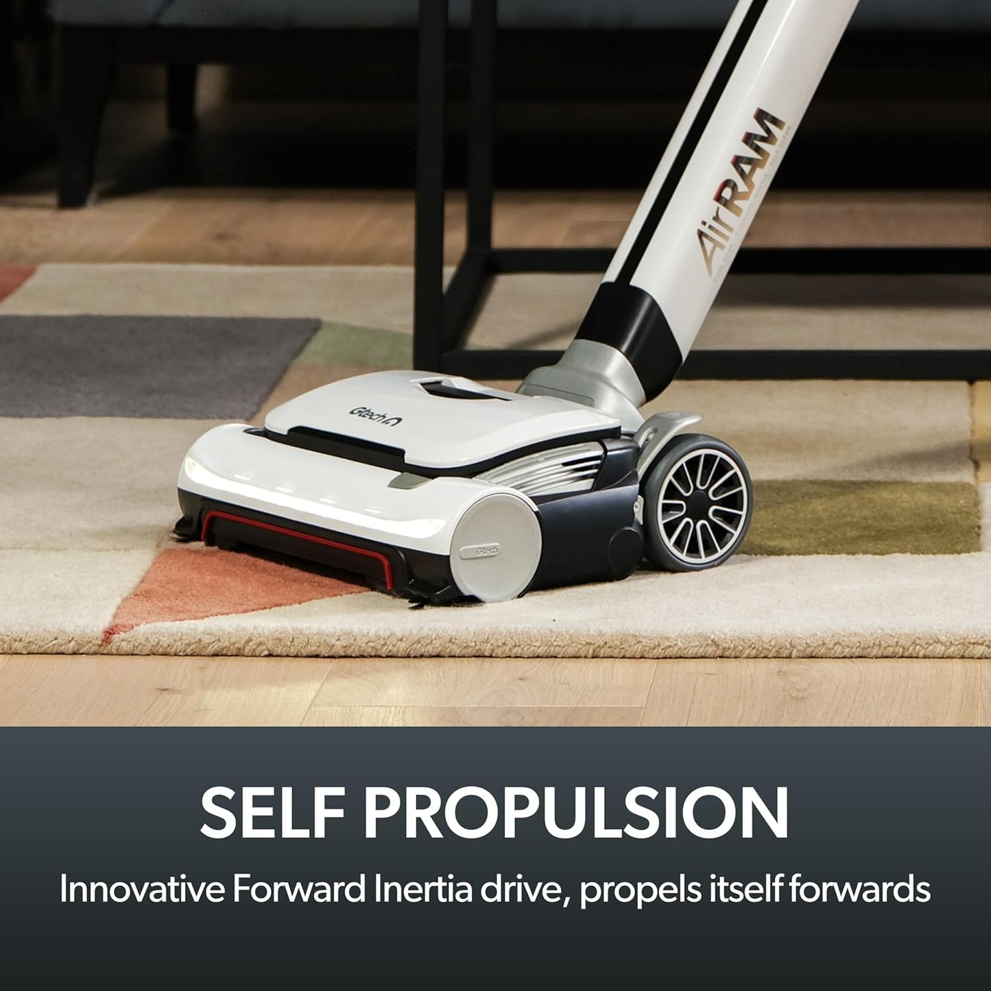 Gtech AirRAM 3 Cordless Vacuum Cleaner with Anti-Hair Wrap Bar - Dual Edge-Clean Brushes - Perfect for Carpet and Hardwood Floors - Rechargeable 22v Li-ion Battery - Lightweight - New Model/Red Thread