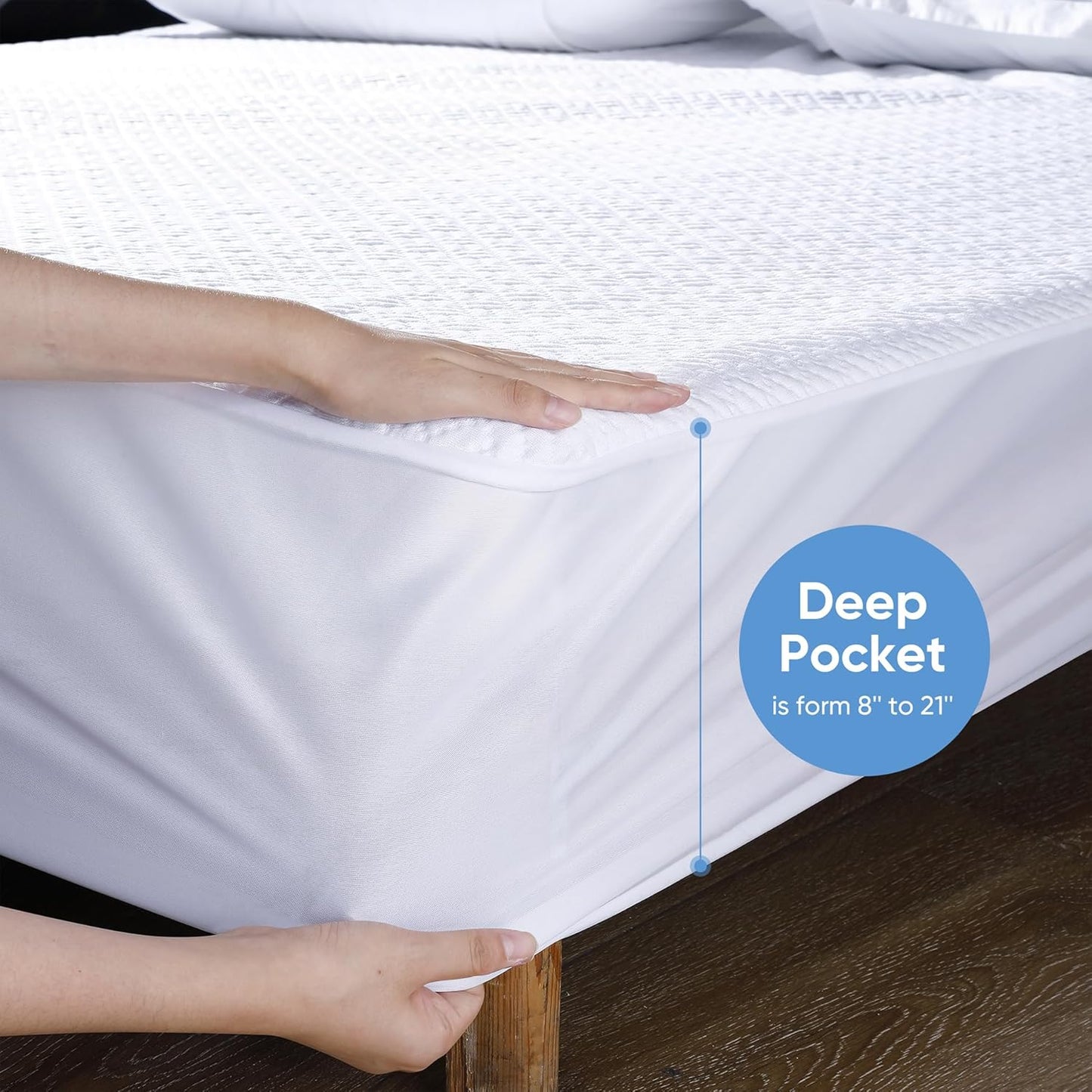 Cooling Waterproof Mattress Protector Twin Size, Mattress Cover 3D Air Fabric Mattress Pad Cover Smooth Soft Breathable Noiseless, 8''-21'' Deep Pocket