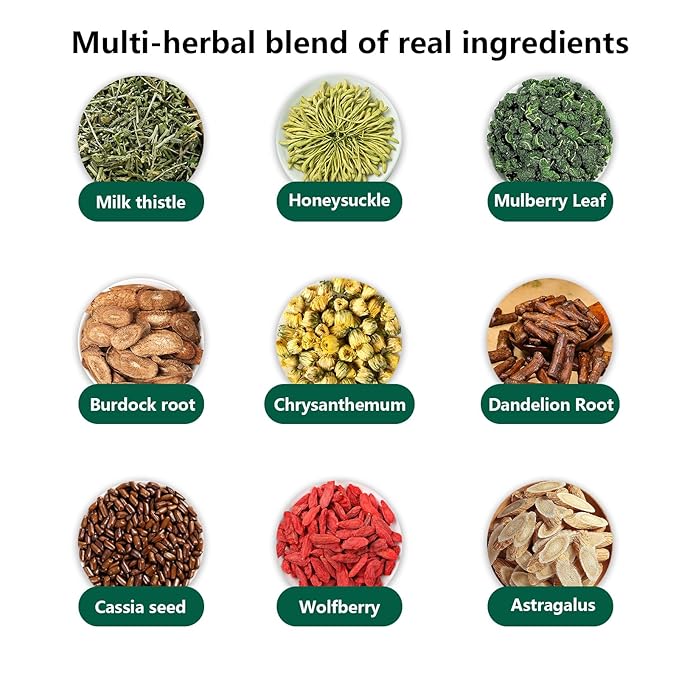 Liver Detox Herbal Tea | 20 Tea Bag，aids digestion，Caffeine-free, nine natural ingredients including milk thistle, chrysanthemum, cassia seed, etc. (2pcs)