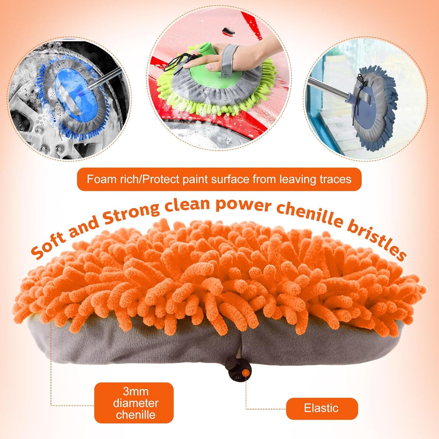 Layhit 5 Pcs Car Wash Mitt Set, Brush Not Included, Microfiber Mitt Cleaning Car Truck Washing Tools Kit RV Pickup Chenille Scratch Replacement(Multicolor)