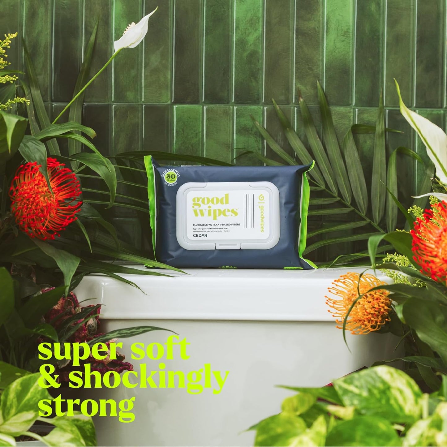 goodwipes Flushable Wipes - Individually Wrapped Butt Wipe for On-the-Go Adults - Portable Mini Wipes - Travel Essentials - Sewer & Septic Safe - Cedar, 32 Count (1 Pack)