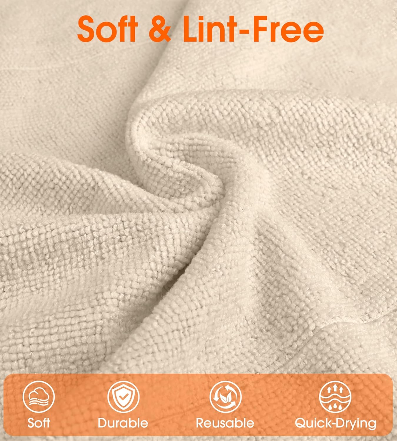 Roll of Microfiber Cleaning Cloth –100 Pack, Tear Away Microfiber Towels, Reusable, Washable, Scratch-Free, Cleaning Supplies, Kitchen Towels for Car, Home, Kitchen, Dishes(Desert Gold)