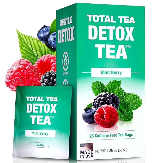 Total Tea Slimming Detox Tea for a Healthy Weight Support - Caffeine Free - Herbal Tea with Chamomile, Hibiscus, Ginger Root for Colon Cleanse - Natural Mint Tea for Digestive Health