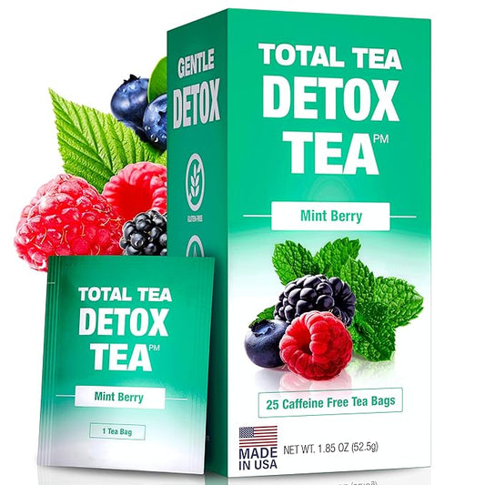 Total Tea Slimming Detox Tea for a Healthy Weight Support - Caffeine Free - Herbal Tea with Chamomile, Hibiscus, Ginger Root for Colon Cleanse - Natural Mint Tea for Digestive Health