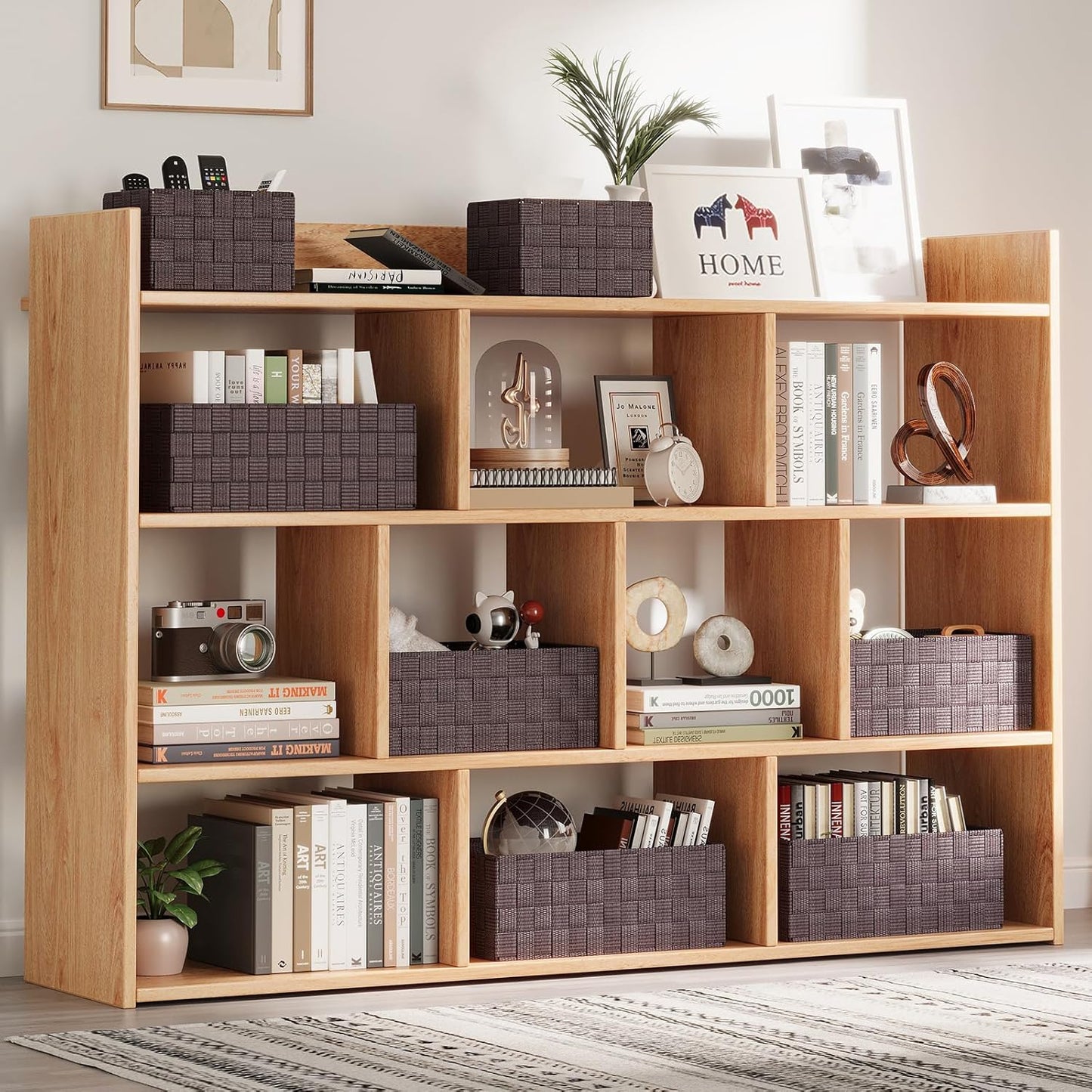 Woven Storage Baskets, Storage Bins, Cube Basket Container Baskets Storage Boxes Organizers for Clothes /Shelves/ Closet, Set of 6 (Brown)