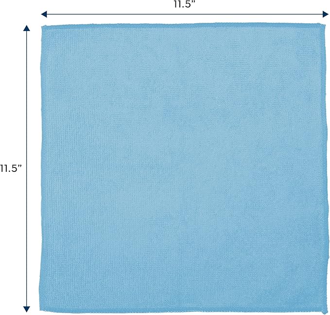 S&T INC. 150 Pack Microfiber Cleaning Cloth, Bulk Towels for Home, Reusable Microfiber Towels for Cars, Cleaning Rags, Light Blue, 11.5 Inches x 11.5 Inches, 150 Count