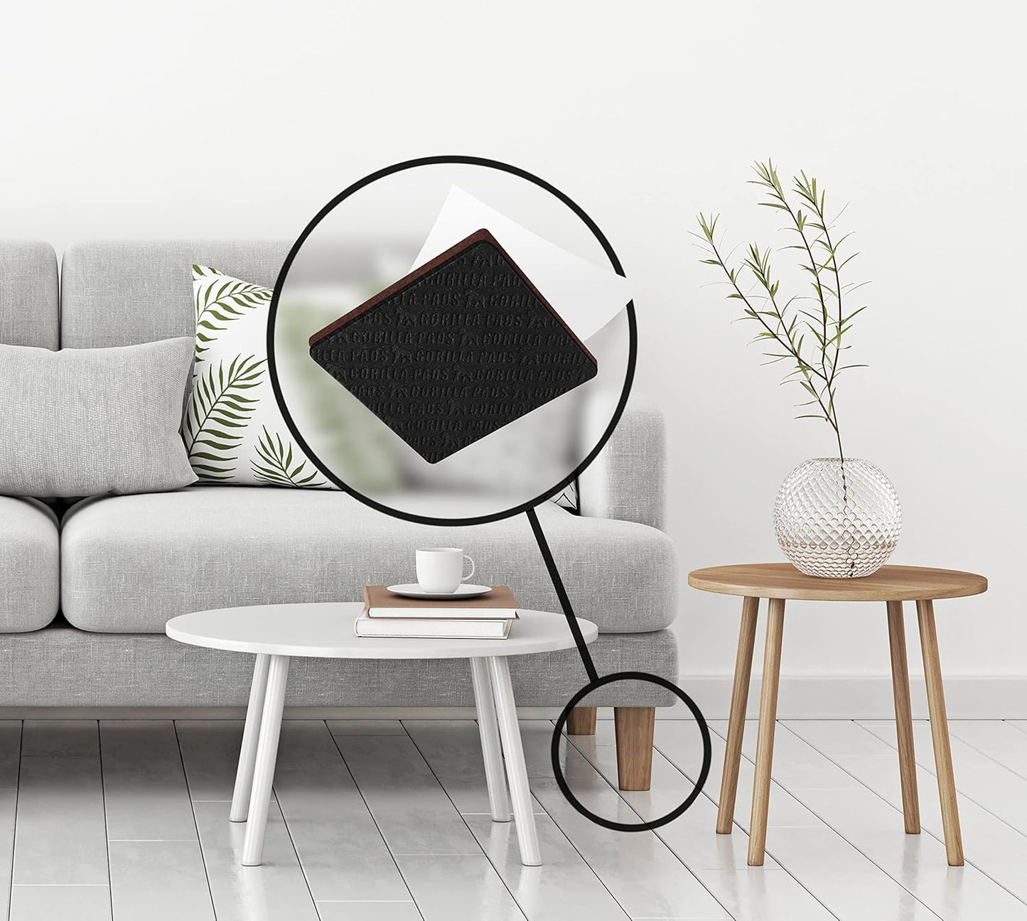 Slipstick GorillaPads Non Slip Furniture Pads/Gripper Feet Floor Protectors (Set of 16) Premium 2 Inch Square Self Adhesive Rubber Pads for Furniture Legs, Black, CB153-16