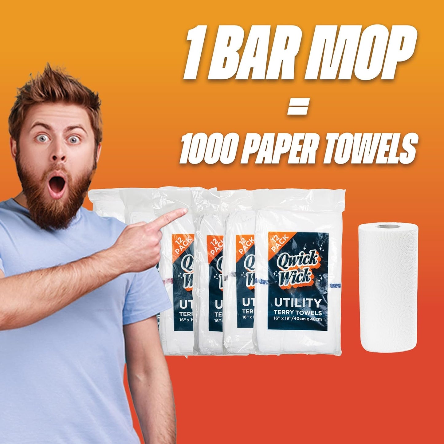 Arkwright Qwick Wick Bar Mop Towels - (Pack of 12) 100% Cotton Quick Dry Dishcloths, Super Absorbent Multipurpose Cleaning Rags for Restaurants, Kitchen, Bathroom, Hotel, 16 x 19 in, Green Stripe