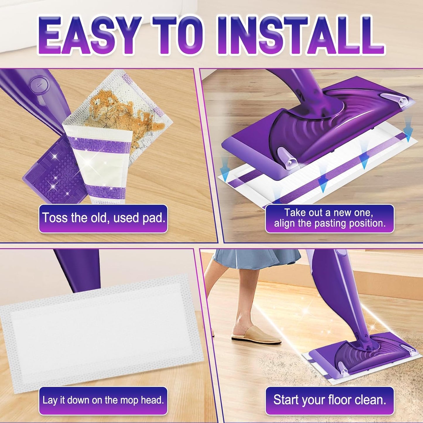 20Pack Mopping Pad Refill for Wetjet Mop Compatible with Wet Pads Refill Replacement for Wet Jet Pads Disposable Multi Surface Floor Mop Pads, Thickness & Absorbent