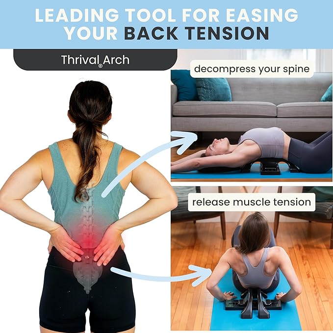 Thrival Arch Back Stretcher - Specialized Psoas Muscle Release Tool for Hip Flexor, Back, Glute, Iliacus, and Neck - Spine Decompressor, Trigger Point, and Myofascial Release – Carbon Black