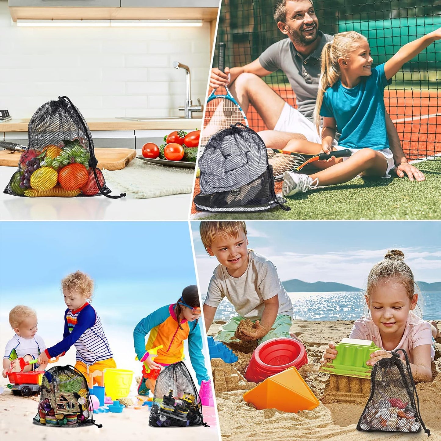 13"X15.5" 24Pcs Mesh Laundry Drawstring Bag Nylon Drawstring Gym Bag with Cord Lock Closure