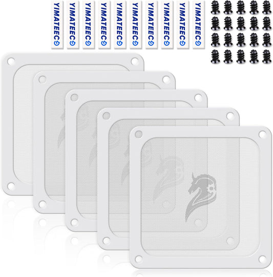 140mm Fan Filter PC Dust Filter Computer Fan Grills Dust Mesh Magnetic Frame PC Case Cover Dustproof PVC 50 Mesh(PVC, Gentleman Aesthetic, 140 * 140mm, 5pcs, White)