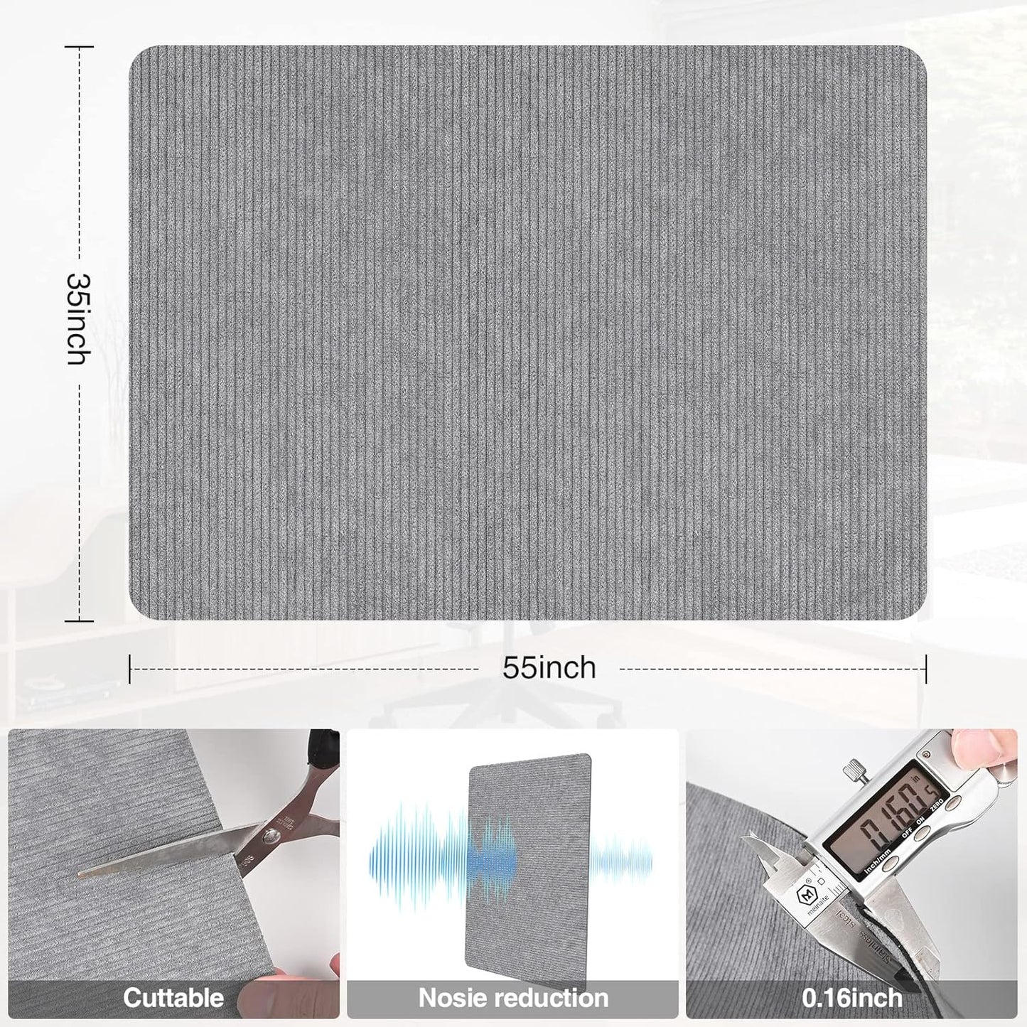 Placoot Desk Chair Mat for Hardwood Floor & Tile 55"x35" Office Chair Mat for Rolling Chairs Large Anti-Slip-Recyclable Material Computer Rug for Office