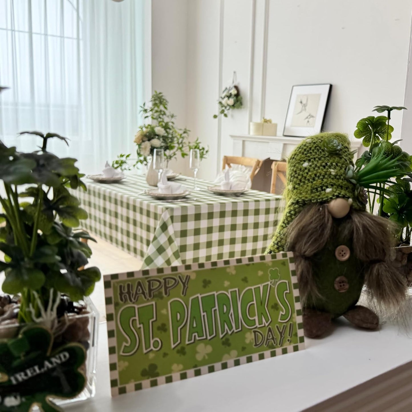 Classic Gingham Plaid Tablecloth Fabric - Rectangular 58x102 Inch Water Resistant Checked Table Cloth for Indoor/Outdoor Use - Table Cover for Kitchen, Picnics, Gardens, and Parties