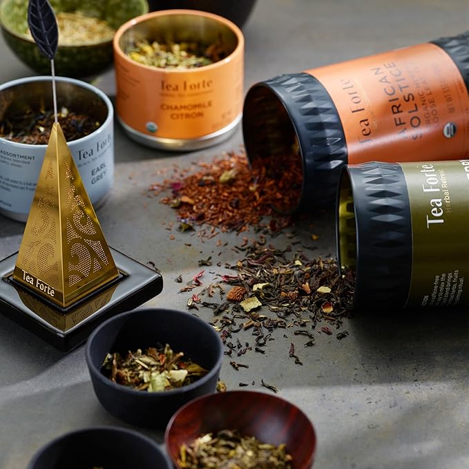 Tea Forte Lemon Lavender Premium Organic Loose Leaf Caffeine-Free Herbal Tea Blend Canister, Makes 35-50 Cups