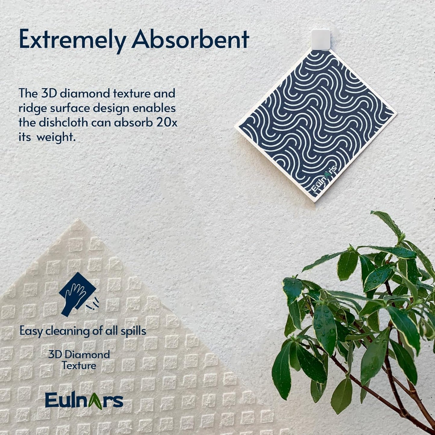 Swedish Dishcloths for Kitchen, 8 Pack Japanese Pattern Reusable Paper Towels with Clips, Non-Scratch Swedish Dish Towels, Super Absorbent Cellulose Dish Cloths, No Odor