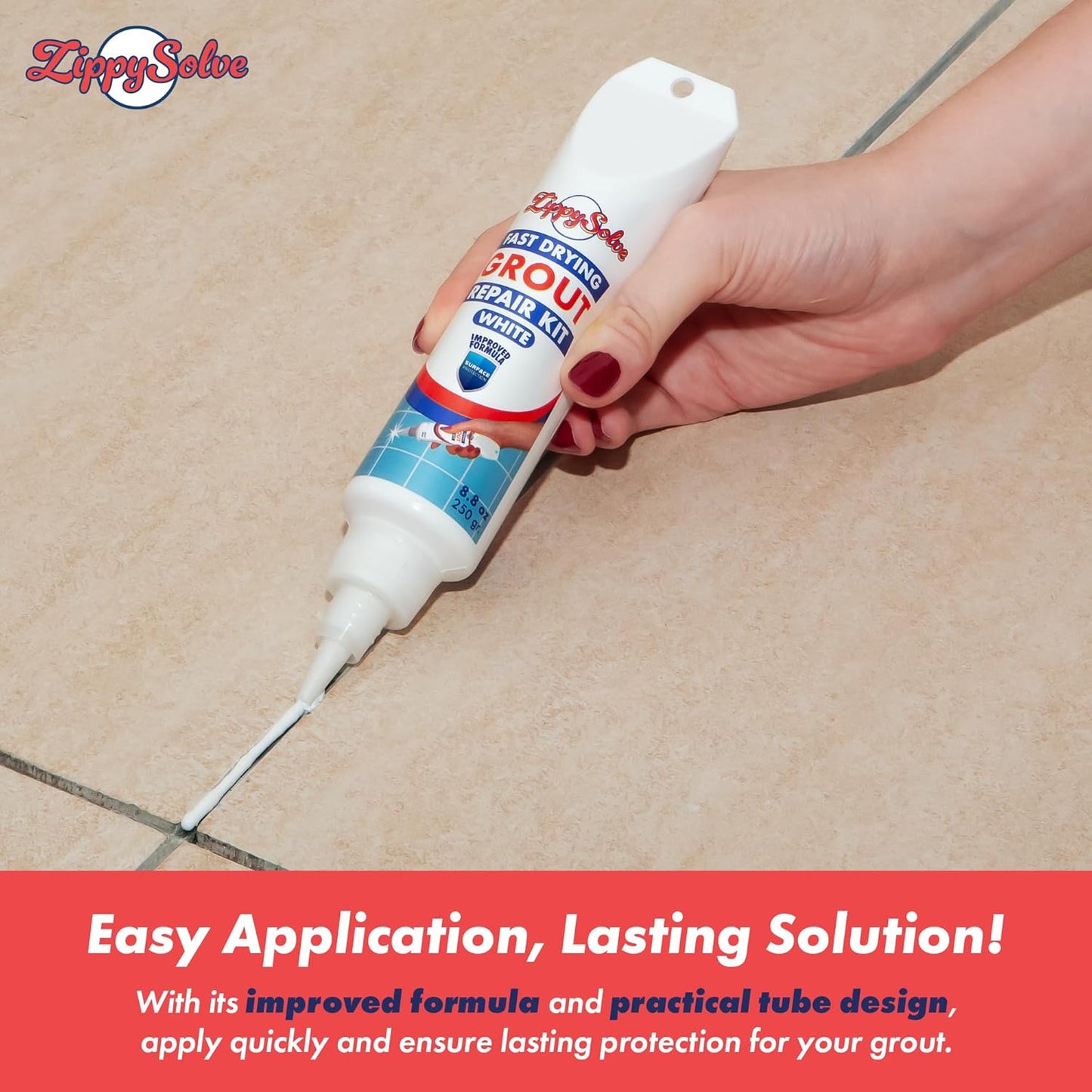 Tile Grout, Repair Kit, Restore & Renew Tile Joints Line, Fast Drying Grout Paint Squeeze Tube for Bathroom Shower Kitchen Floor, Waterproof (8.8 oz, White)