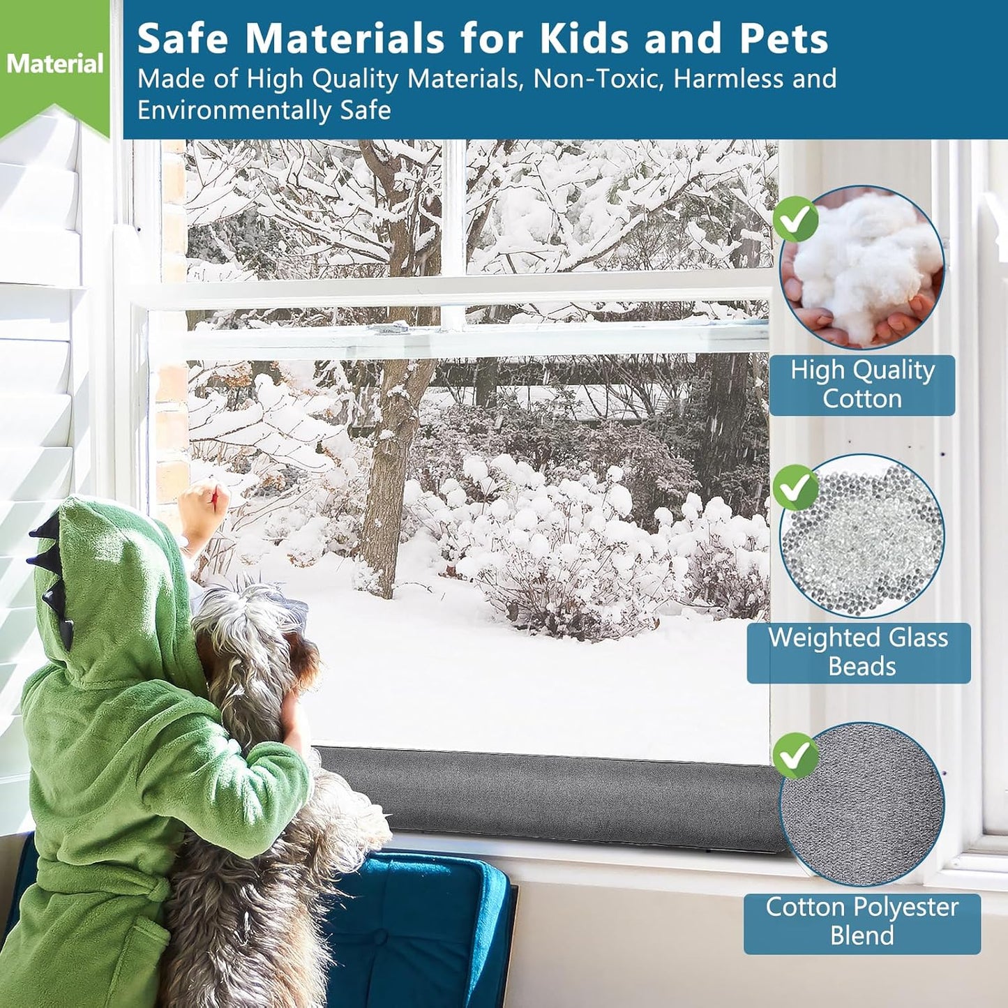 Triangular Under Door Draft Stopper 32 inch Heavy Duty Door Draft Blocker Bottom Door Seal Noise Air Door Guard for Doors and Windows, Gray