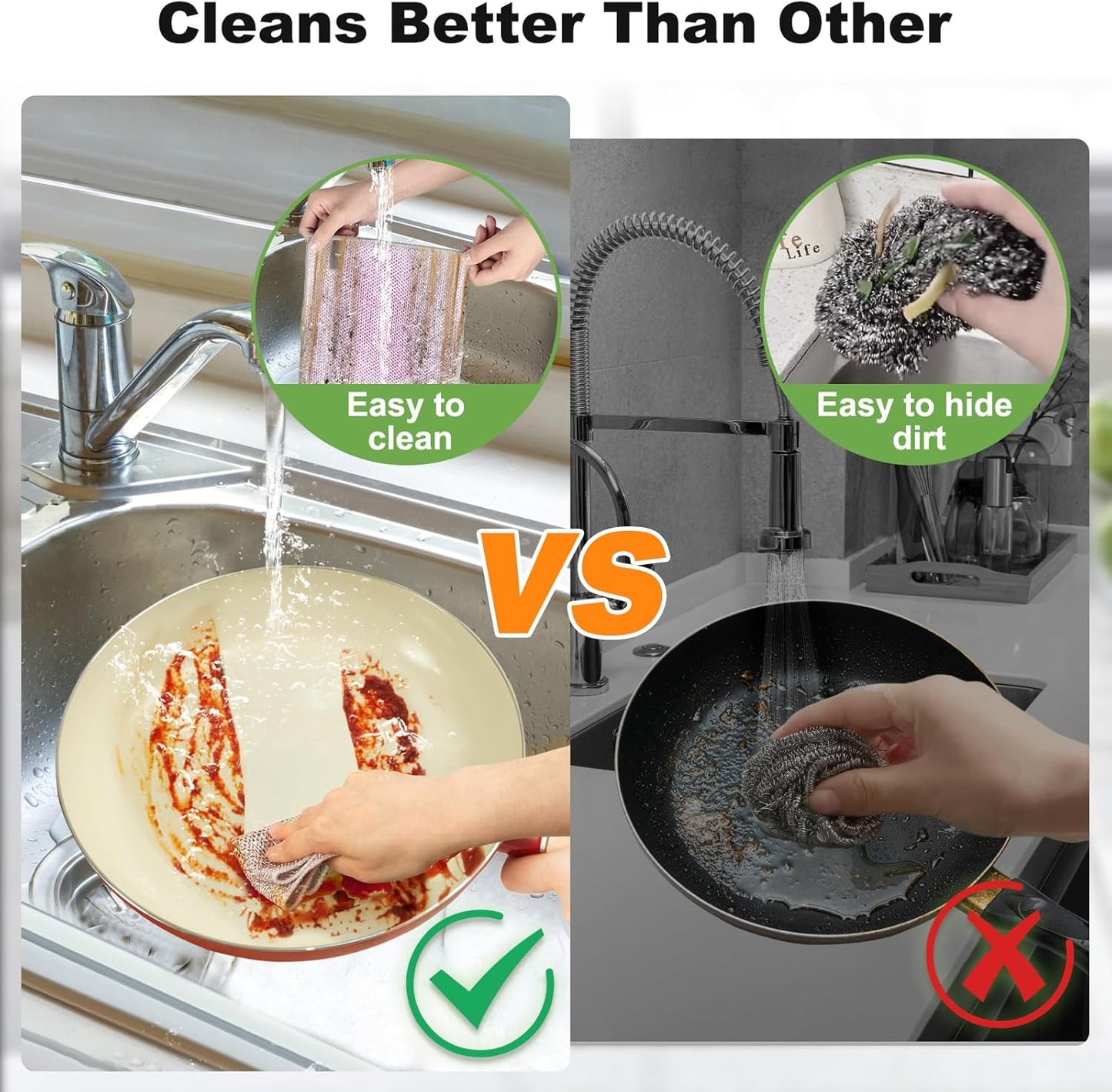 10pcs Non Scratch Wire Dishcloth Multipurpose Wire Dishwashing Rag for Wet and Dry,Metal Scrubbers for Cleaning Dishes,Dual-Sided Kitchen Cleaning Cloths with Mesh,Cleaning Tool for Pot, Pink